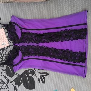 Never worn, purple with black lace trim, baby doll lingerie